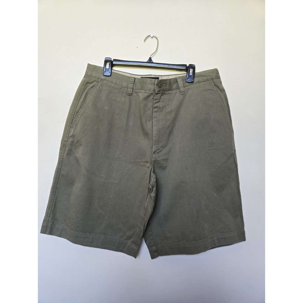 Vintage Y2k Structure Mens Flat Front Baggy Chino Khaki Shorts Olive Sz 36